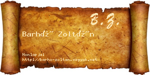 Barhó Zoltán névjegykártya