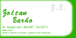 zoltan barho business card